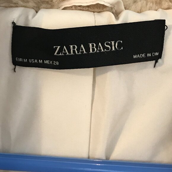 Zara faux fur shearling jacket hood beige women M capsule wardrobe quiet luxury - Picture 7 of 8